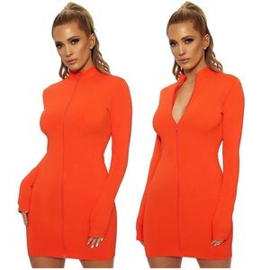 Long Sleeve Zipper Dress